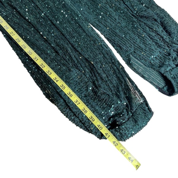 Zara Sequined Sheer Balloon Pants Elastic Waist Size Small Green Club Night NWT - Picture 10 of 16